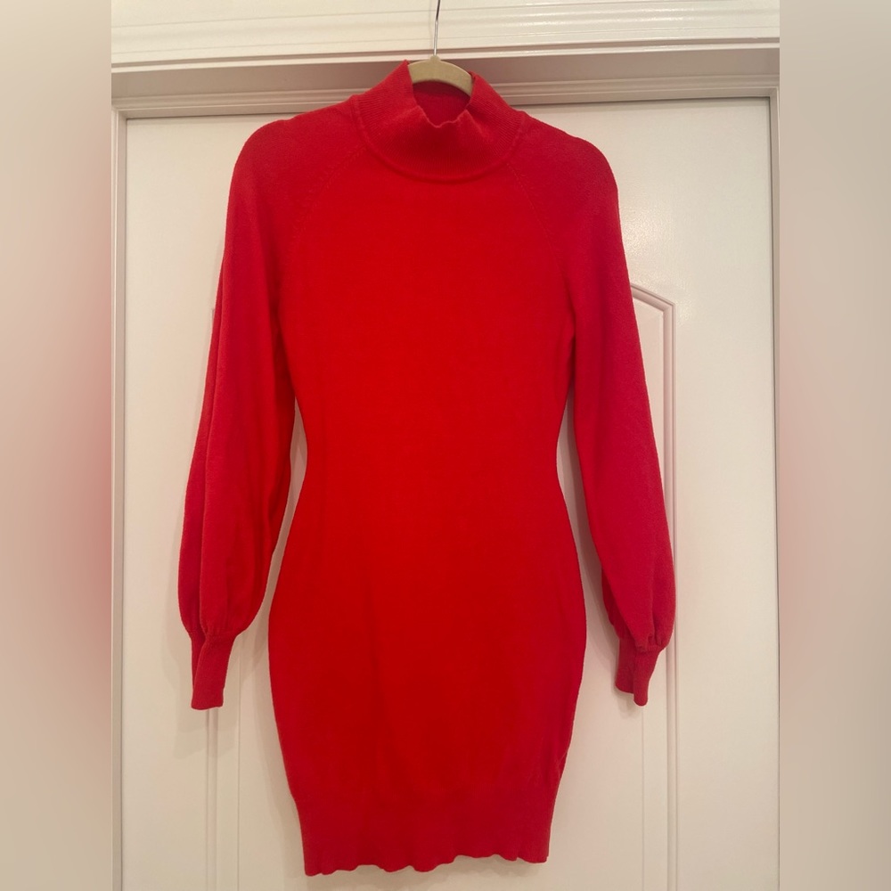 Bright red sweater dress